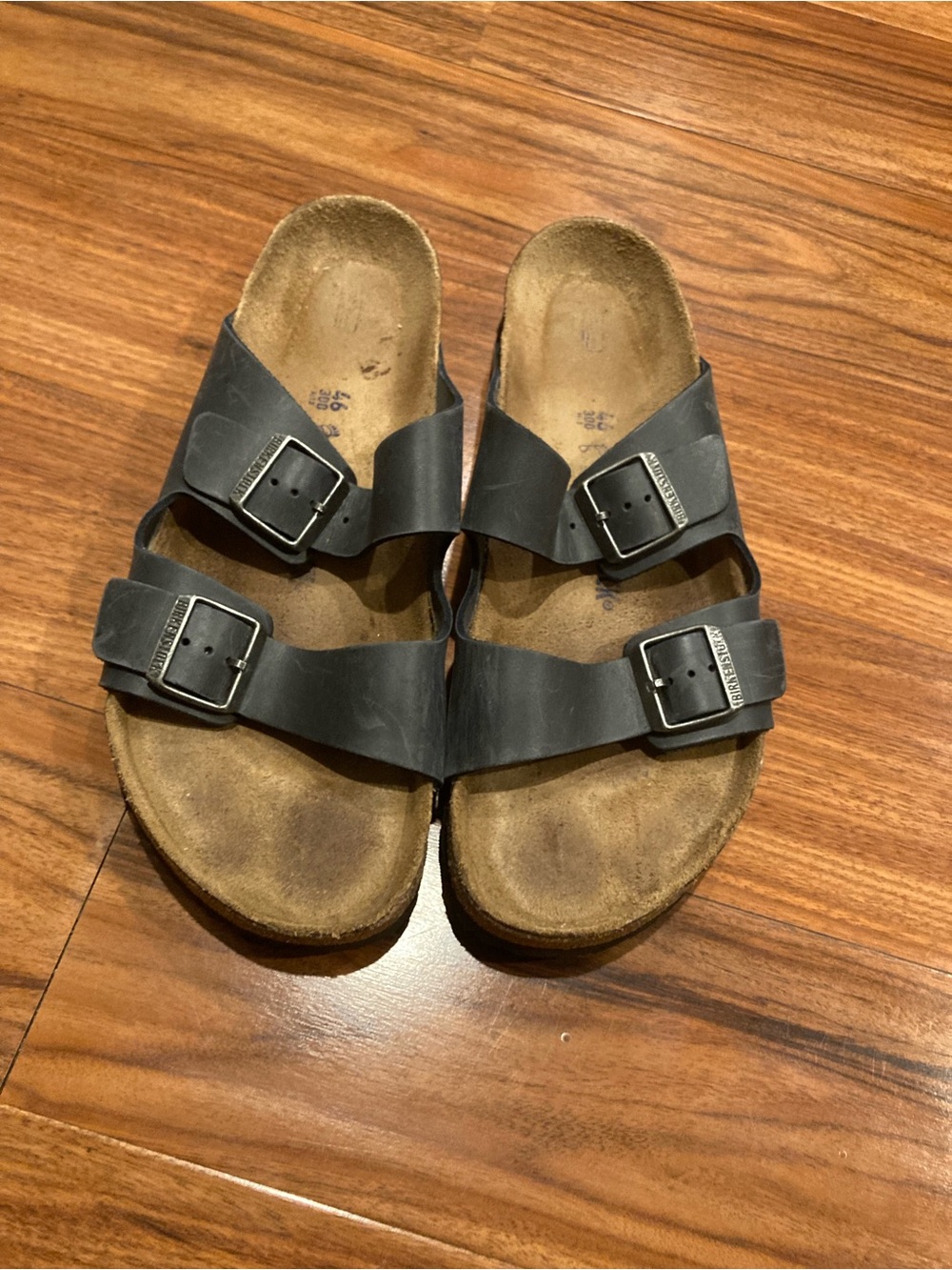 Birkenstock Arizona Leather Sandals Mens Size 46/ 13 Navy Blue Two Strap
